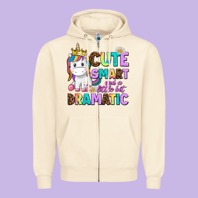 Cute Smart And A Little Bit Dramatic Unicorn Zipper Hoodie Designed By Adodesignshop
