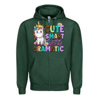 Sports Green cute smart and a little bit dramatic unicorn Zipper Hoodie - AdoDesignShop