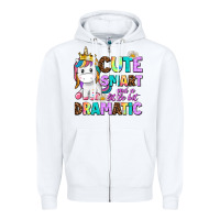 White cute smart and a little bit dramatic unicorn Zipper Hoodie - AdoDesignShop