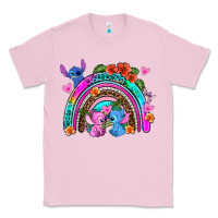 Bubblegum Pink stitch and lilo rainbow Classic Tee - AdoDesignShop