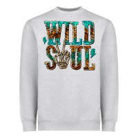 Heather Grey wild soul with skeleton hand Heavyweight Sweatshirt - texasbilliewilder