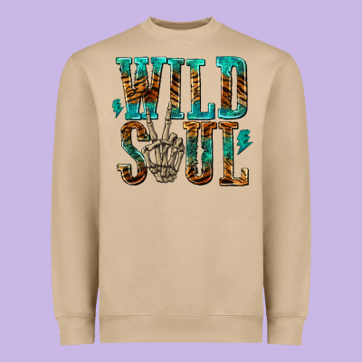 Wild Soul With Skeleton Hand Heavyweight Sweatshirt Designed By Texasbilliewilder