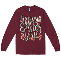 Burgundy Easter Day Happy Easter y'all Long Sleeve Tee - OliviaCreatesArt