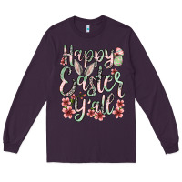 Plum Easter Day Happy Easter y'all Long Sleeve Tee - OliviaCreatesArt