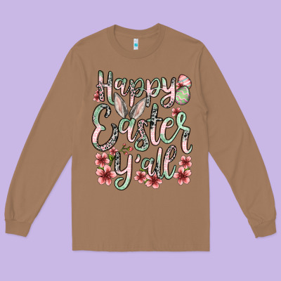Easter Day Happy Easter Y'all Long Sleeve Tee Designed By Oliviacreatesart