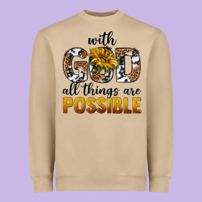 With God Al Things Ara Possible Heavyweight Sweatshirt Designed By Texasbilliewilder