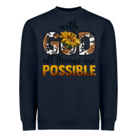 Navy with god al things ara possible Heavyweight Sweatshirt - texasbilliewilder