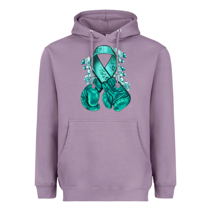 Teal Ribbon With Boxing Gloves Heavyweight Hoodie by NancyCooperArtShop | Teevron