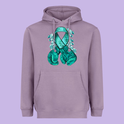 Teal Ribbon With Boxing Gloves Heavyweight Hoodie Designed By Nancycooperartshop