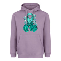 Lavender teal ribbon with boxing gloves Heavyweight Hoodie - NancyCooperArtShop