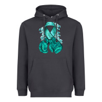 Smoke teal ribbon with boxing gloves Heavyweight Hoodie - NancyCooperArtShop