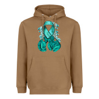 Toasted Coconut teal ribbon with boxing gloves Heavyweight Hoodie - NancyCooperArtShop
