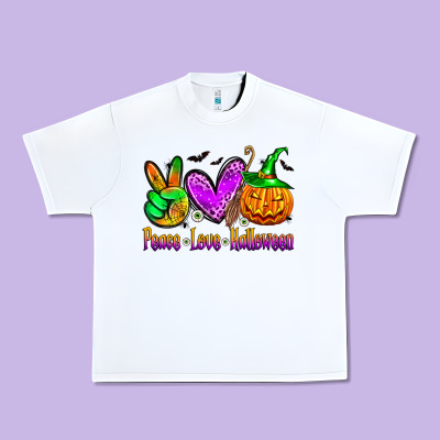 Peace Love Halloween Urban Heavy Tee Designed By Zillion Design Studio