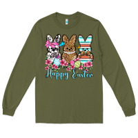 Army Green Happy Easter western peeps Long Sleeve Tee - OliviaCreatesArt