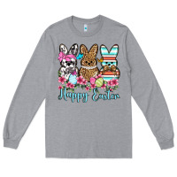 Heather Grey Happy Easter western peeps Long Sleeve Tee - OliviaCreatesArt