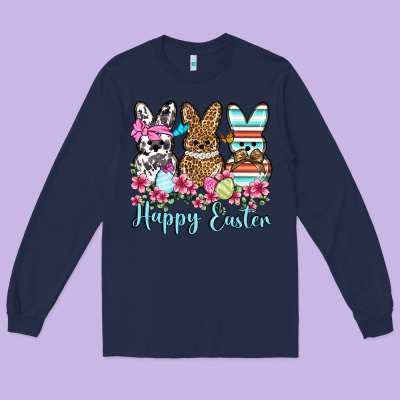 Happy Easter Western Peeps Long Sleeve Tee Designed By Oliviacreatesart