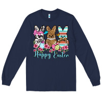 Navy Happy Easter western peeps Long Sleeve Tee - OliviaCreatesArt