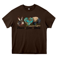 Chocolate Brown Peace lLve Bison Heavy Core Tee - LillyAllenDesigns
