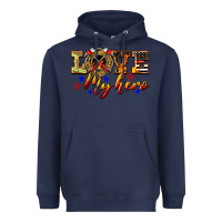 Navy Love My Hero Firefighter Heavyweight Hoodie - LillyAllenDesigns