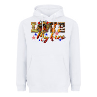White Love My Hero Firefighter Heavyweight Hoodie - LillyAllenDesigns