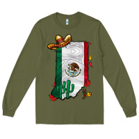 Army Green mexican indiana Long Sleeve Tee - CowhideDigitalArt
