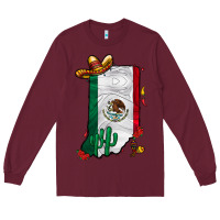 Burgundy mexican indiana Long Sleeve Tee - CowhideDigitalArt