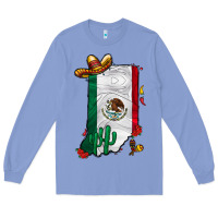 Colony Blue mexican indiana Long Sleeve Tee - CowhideDigitalArt