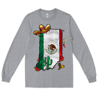 Heather Grey mexican indiana Long Sleeve Tee - CowhideDigitalArt
