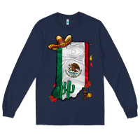 Navy mexican indiana Long Sleeve Tee - CowhideDigitalArt
