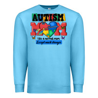 Ocean Blue autism mom like a normal mom Premium Sweatshirt - MaliasSmallBusiness