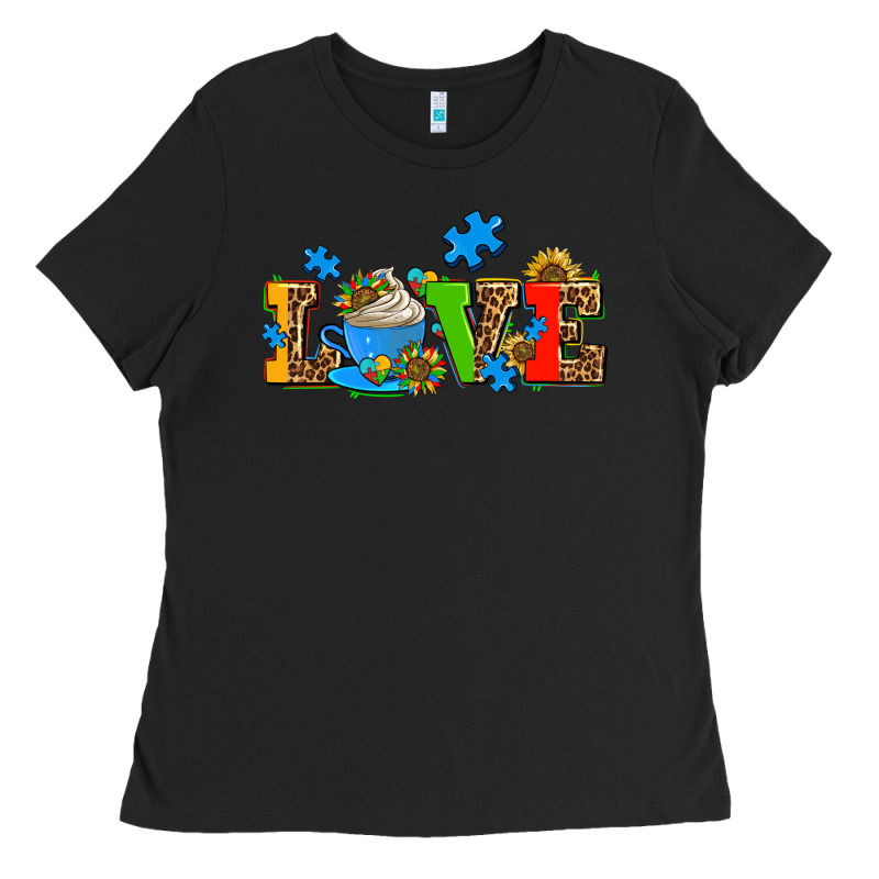 Autism Coffee Cup With Sunflower Ladies Tee by AdoDesignShop | Teevron