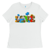 White autism coffee cup with sunflower Ladies Tee - AdoDesignShop