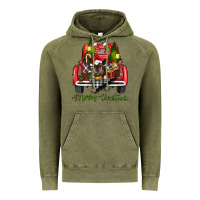 Vintage Olive Merry Christmas Farm Truck With Baby Cow Vintage Hoodie - RanaPortraitStore