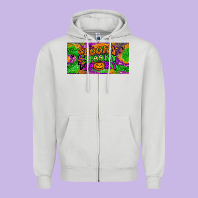 Spooky License Plate Zipper Hoodie Designed By Bundleandbundleshop