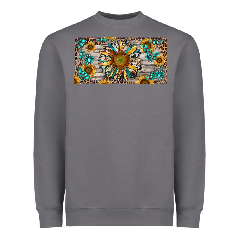 Western Sunflower And Gemstone License Plate Heavyweight Sweatshirt by RanaPortraitStore | Teevron