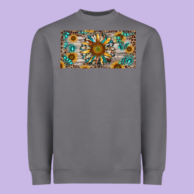 Heavyweight Sweatshirt western sunflower and gemstone license plate