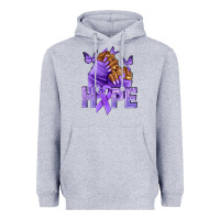 Heather Grey hope lavender ribbon all cancers Heavyweight Hoodie - NancyCooperArtShop