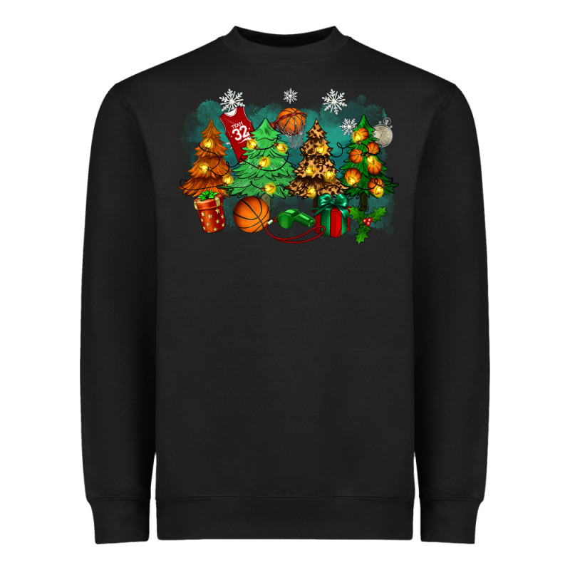 Christmas Trees With Basketball Heavyweight Sweatshirt by Zillion Design Studio | Teevron