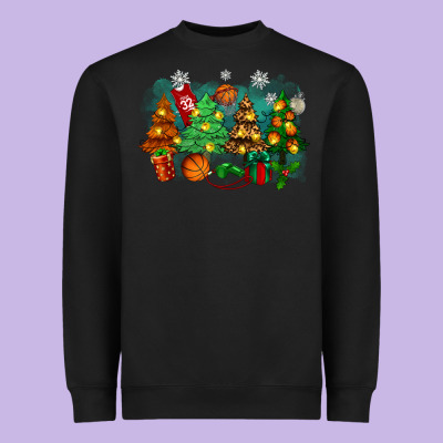 Heavyweight Sweatshirt christmas trees with basketball