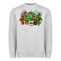 Heather Grey christmas trees with basketball Heavyweight Sweatshirt - Zillion Design Studio