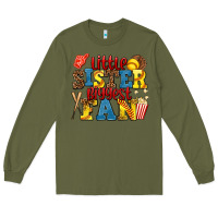 Army Green little sister biggest fan softball Long Sleeve Tee - AdoDesignShop