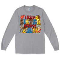 Heather Grey little sister biggest fan softball Long Sleeve Tee - AdoDesignShop