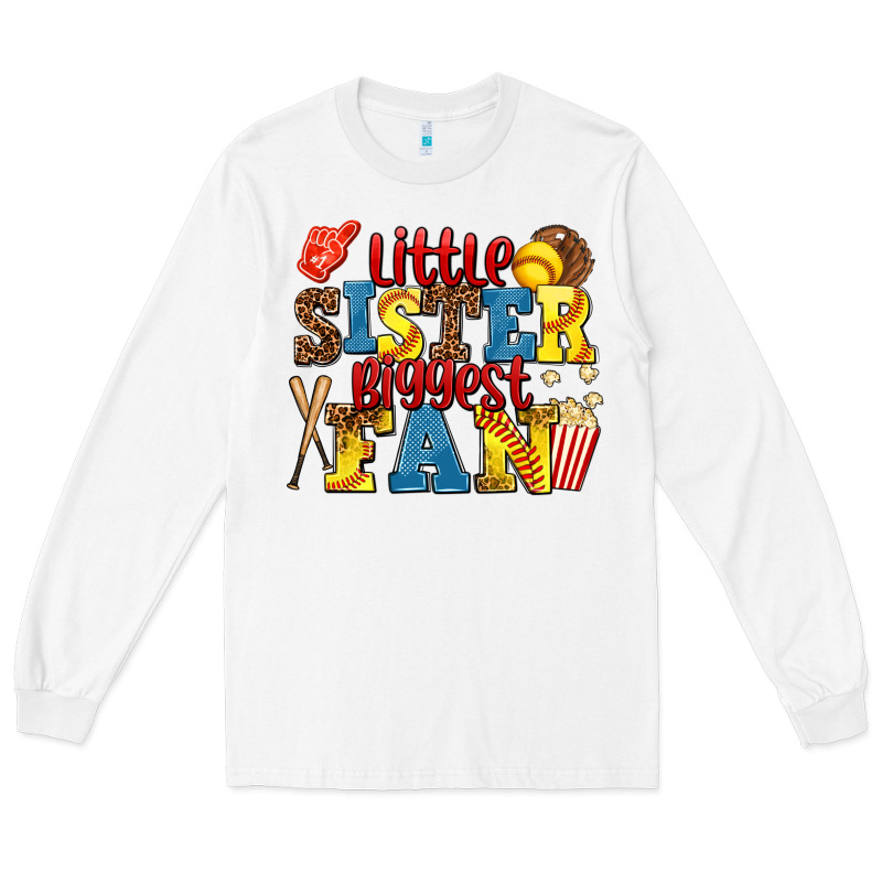 Little Sister Biggest Fan Softball Long Sleeve Tee by AdoDesignShop | Teevron