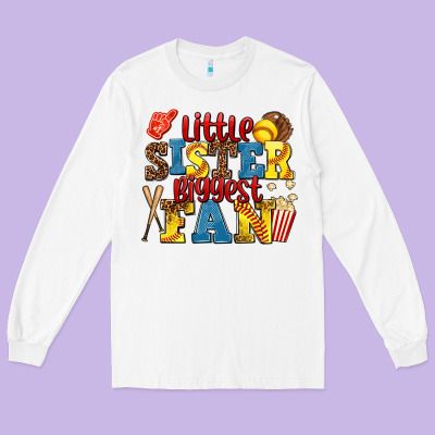 Little Sister Biggest Fan Softball Long Sleeve Tee Designed By Adodesignshop