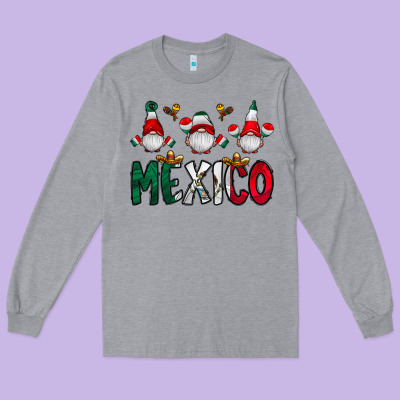 Mexico Gnome Long Sleeve Tee Designed By Cowhidedigitalart