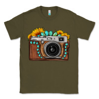 Army Green Sunflower Gemstone Vintage Camera Classic Tee - FaDigitalArtStudio