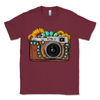 Burgundy Sunflower Gemstone Vintage Camera Classic Tee - FaDigitalArtStudio