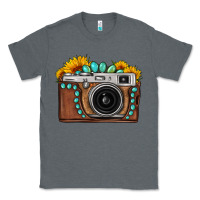 Charcoal Heather Sunflower Gemstone Vintage Camera Classic Tee - FaDigitalArtStudio