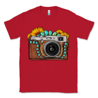Red Sunflower Gemstone Vintage Camera Classic Tee - FaDigitalArtStudio