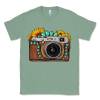 Sage Sunflower Gemstone Vintage Camera Classic Tee - FaDigitalArtStudio